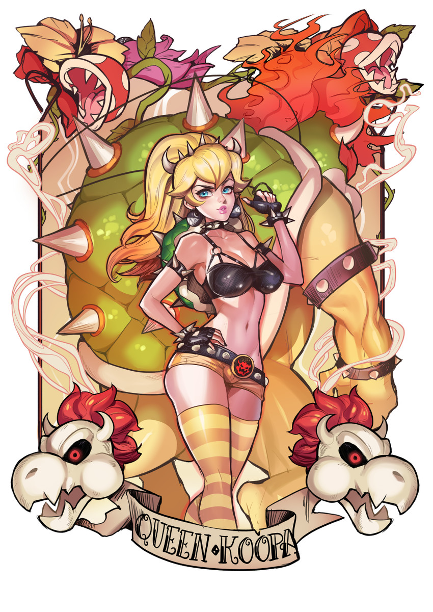 princess peach, bowser, piranha plant, chain chomp, and dry bowser (mario) drawn by oskar_vega