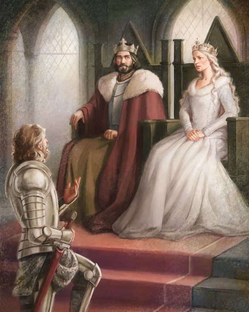 king arthur, lancelot du lac, and guinevere (original and 1 more) drawn by poorsailor