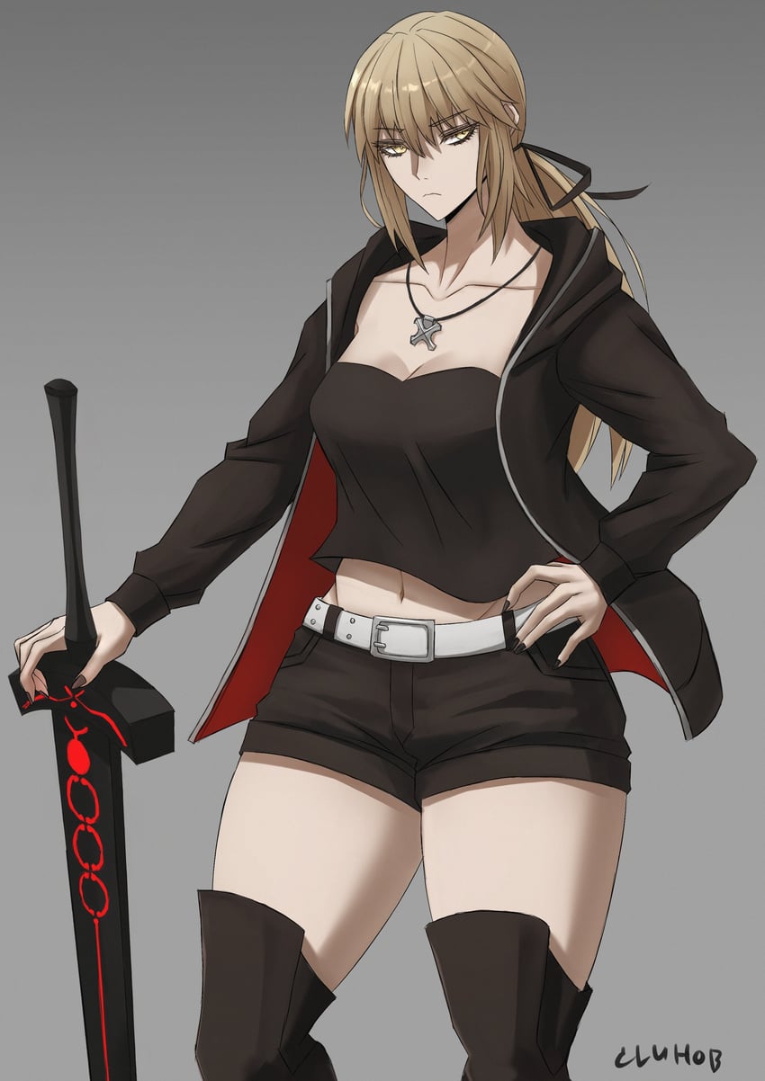 artoria pendragon and saber alter (fate and 1 more) drawn by cluhob