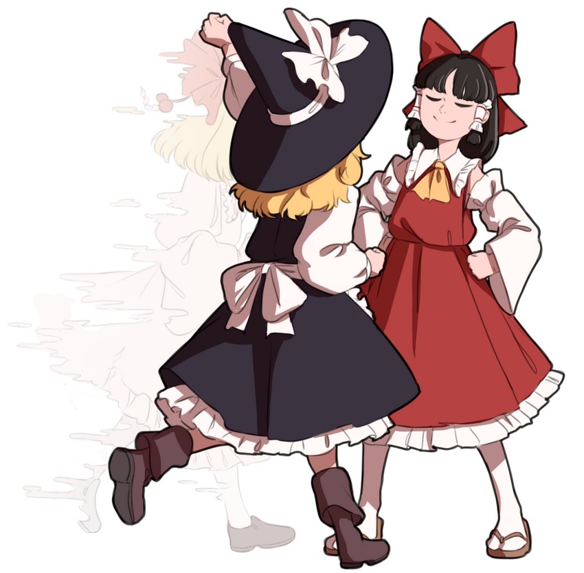 hakurei reimu, kirisame marisa, and satsuki rin (touhou) drawn by mefomefo