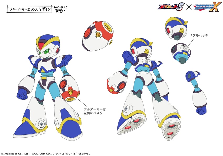x and first armor x (mega man and 4 more) drawn by tyuga