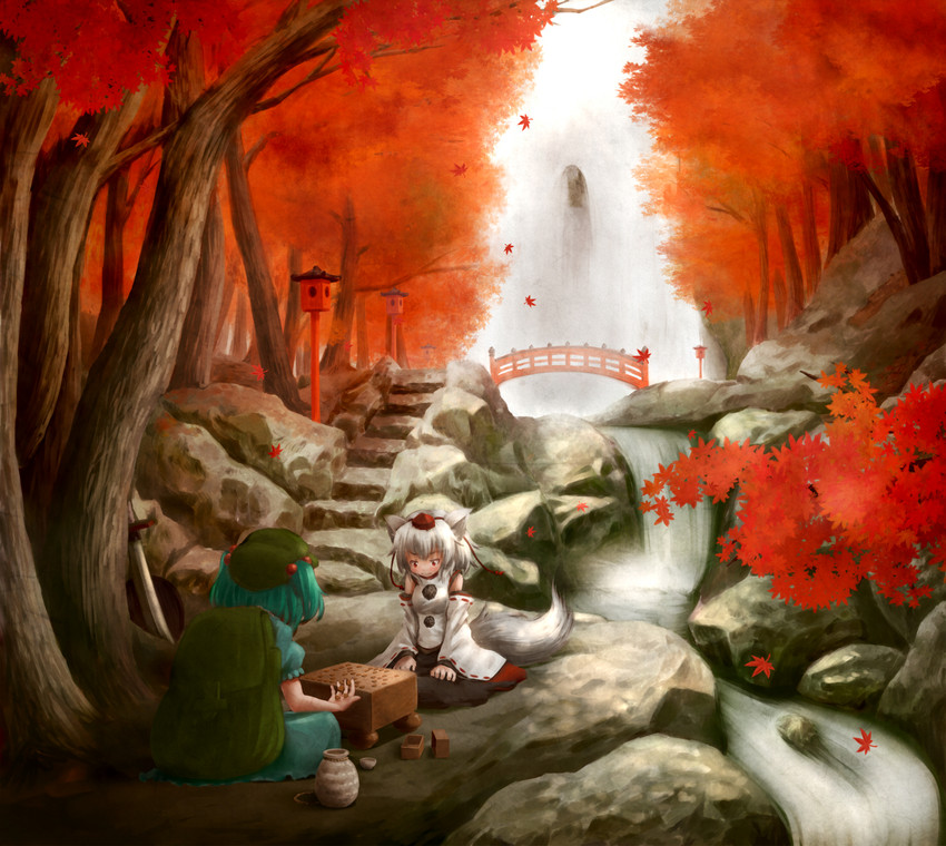 inubashiri momiji and kawashiro nitori (touhou) drawn by arinu