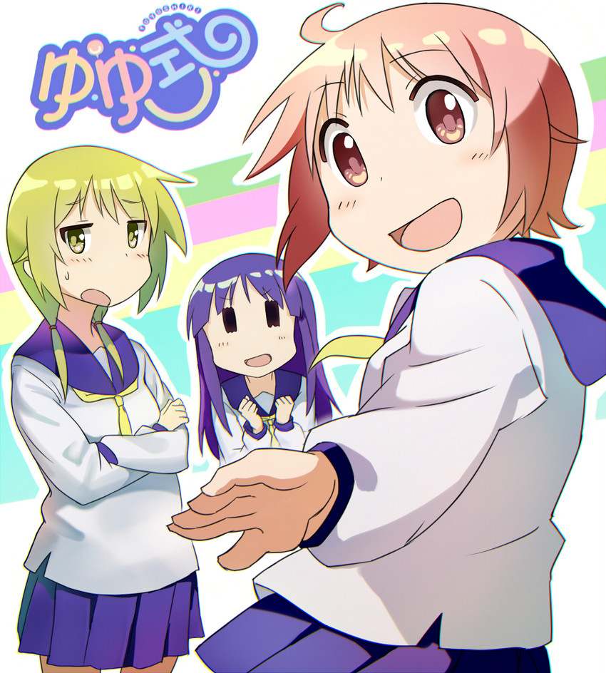 ichii yui, hinata yukari, and nonohara yuzuko (yuyushiki) drawn by tomitayaki