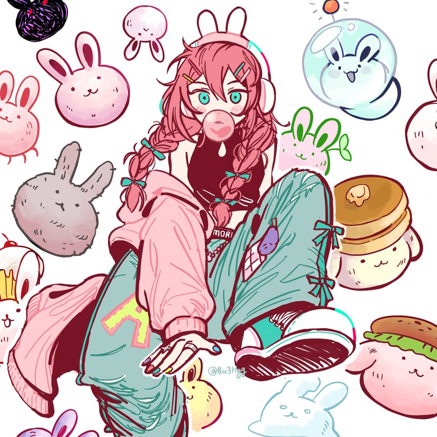 mr. plantegg, forest bunny, aubrey, cupcake bunny, forest bunny?, and 8 more (omori) drawn by bu3hgg