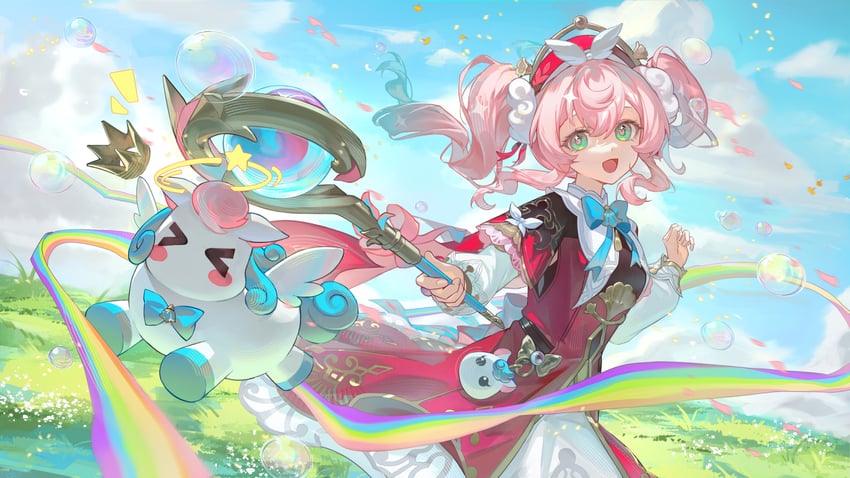 hyacine and little ica (honkai and 1 more) drawn by gugu_(mirukai)