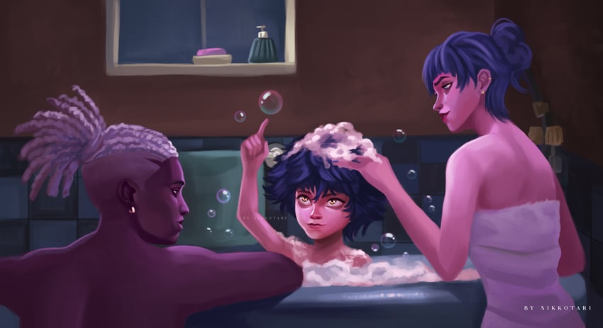 jinx, ekko, isha, and powder (league of legends and 1 more) drawn by nikola_(nikkotari)