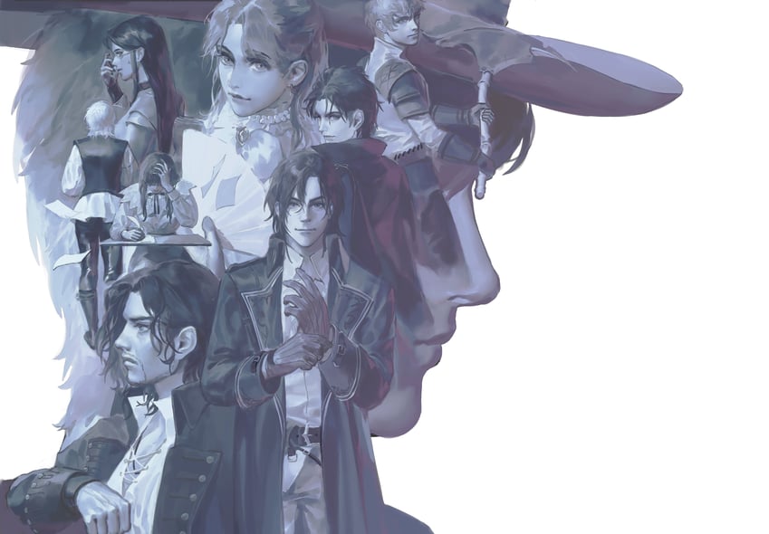 klein moretti, leonard mitchell, audrey hall, fors wall, alger wilson, and 4 more (lord of the mysteries) drawn by yinyoushirenmaotouying