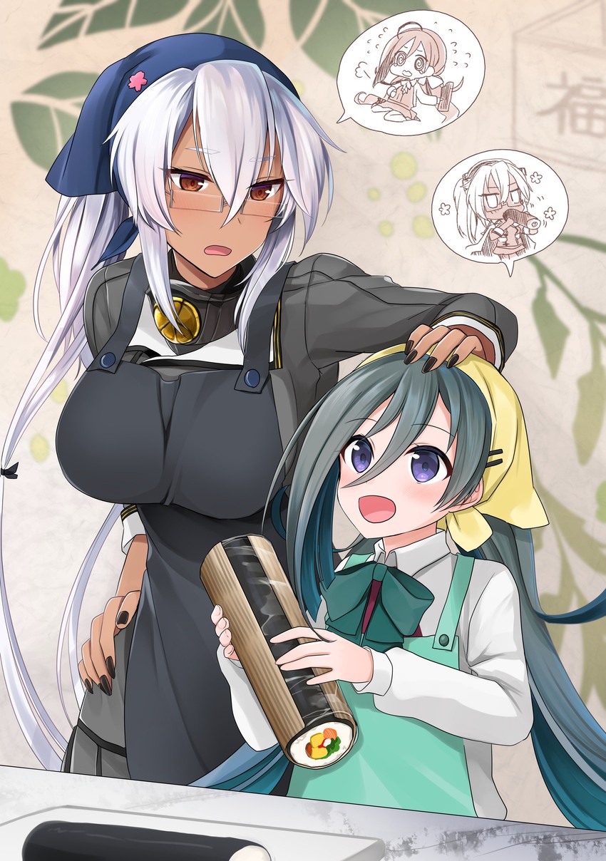 musashi, kiyoshimo, and musashi kai ni (kantai collection) drawn by yunamaro