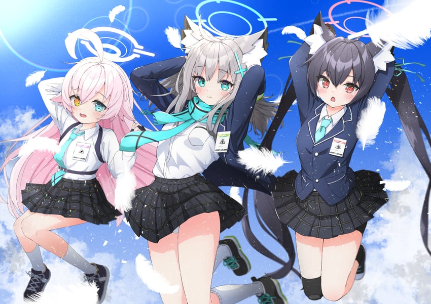 shiroko, hoshino, and serika (blue archive) drawn by isakoro_(hx9cj)