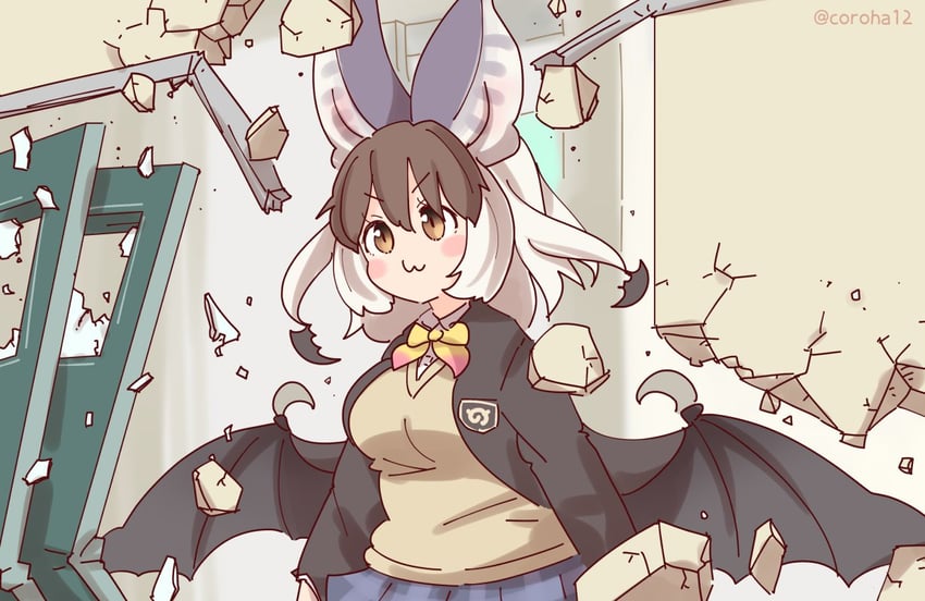 brown long-eared bat (kemono friends and 2 more) drawn by coroha
