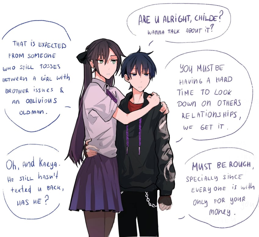 scaramouche and mona (genshin impact) drawn by artwolfaja
