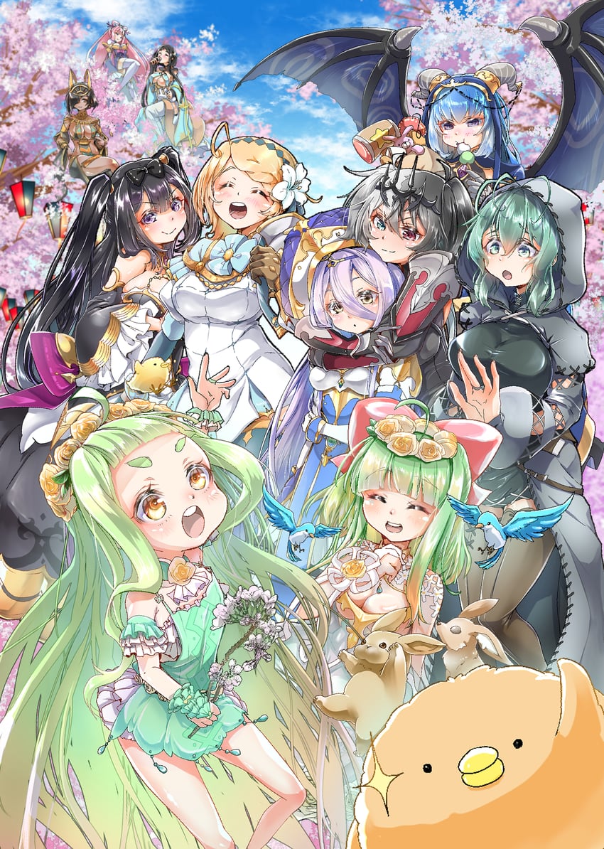 fermi, horteus, maple, meliusiana, aurora, and 6 more (sennen sensou aigis) drawn by momari3