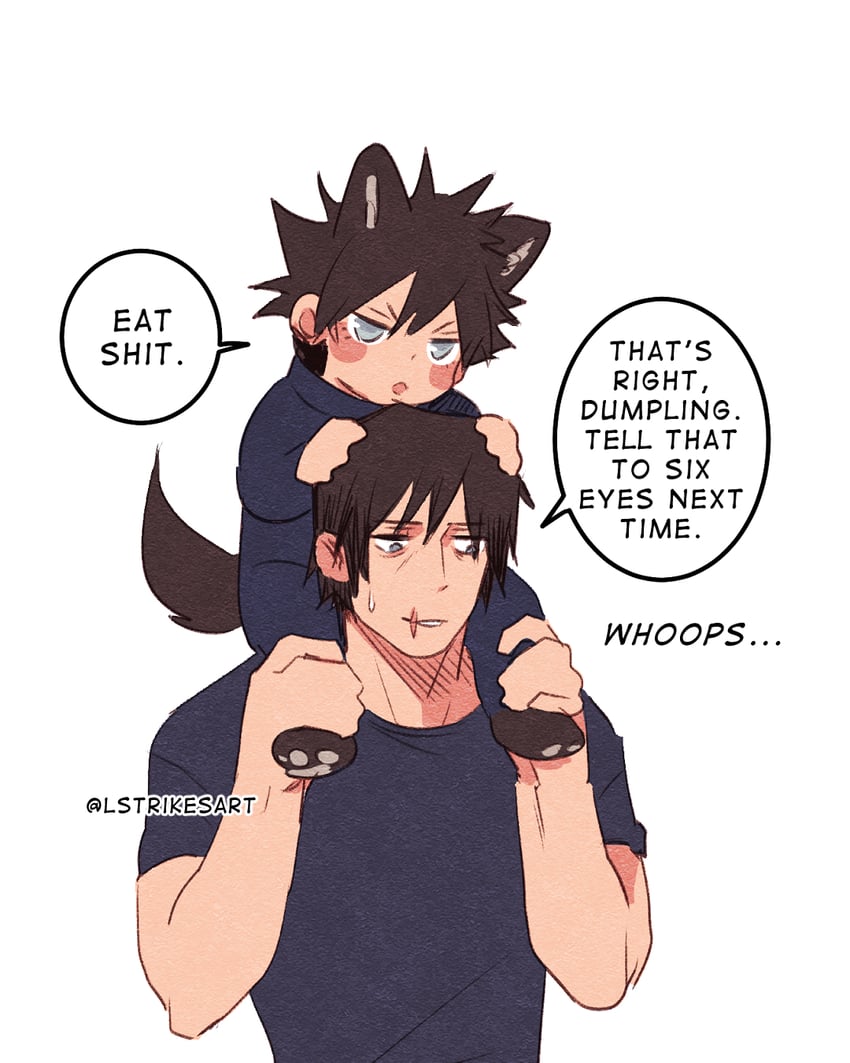 fushiguro megumi and fushiguro touji (jujutsu kaisen) drawn by lightningstrikes