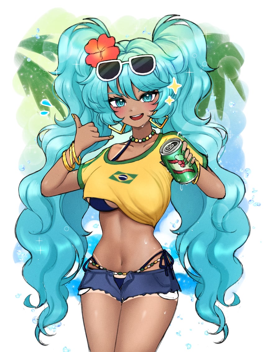 hatsune miku and brazilian miku (vocaloid) drawn by kaisin_ao