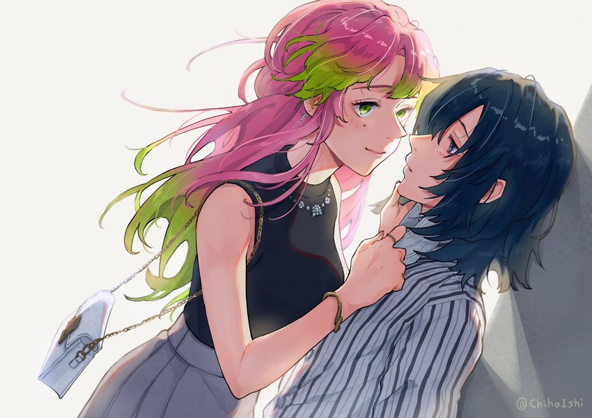 kanroji mitsuri and iguro obanai (kimetsu no yaiba) drawn by shinishi_chiho