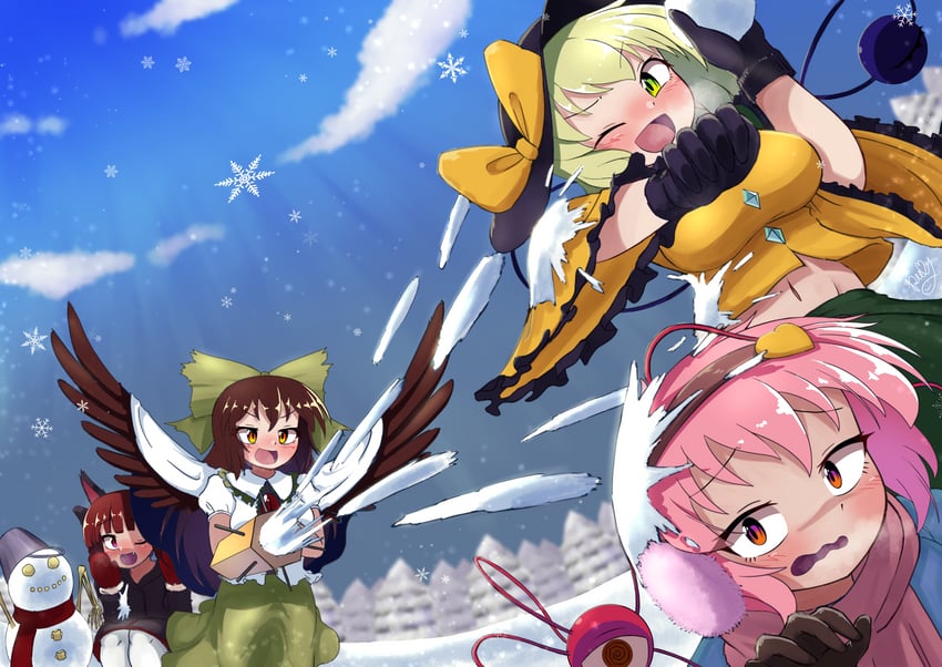 komeiji koishi, komeiji satori, kaenbyou rin, and reiuji utsuho (touhou and 1 more) drawn by polyhedron2