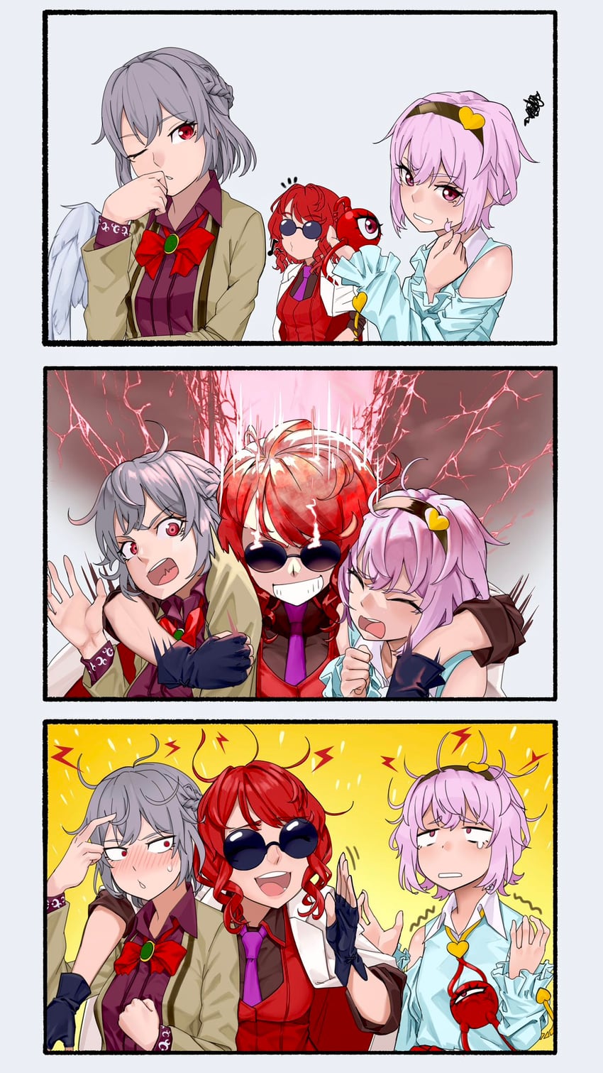 komeiji satori, kishin sagume, and horikawa raiko (touhou) drawn by kashiwagi_(pixiv35005989)