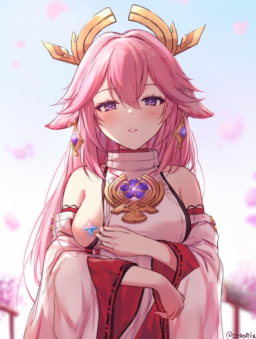 yae miko (genshin impact) drawn by envyvanity