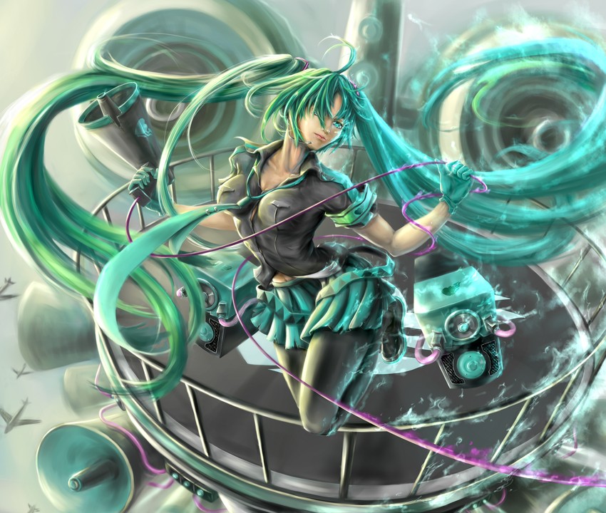 hatsune miku (vocaloid and 1 more) drawn by zhongjian_fuquan