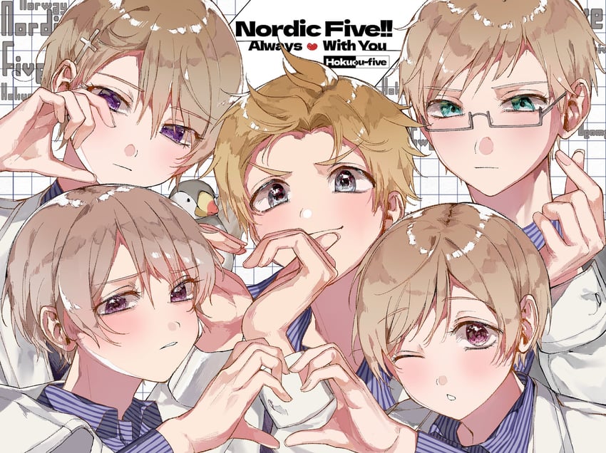 finland, sweden, norway, denmark, and iceland (axis powers hetalia) drawn by super_haitatsu