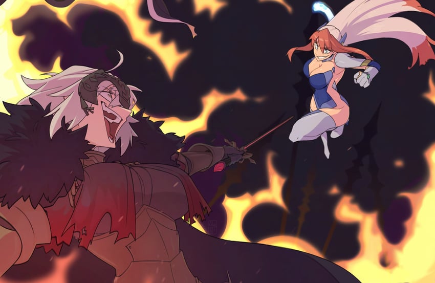 jeanne d'arc alter and birdy cephon altera (fate and 2 more) drawn by kamuify