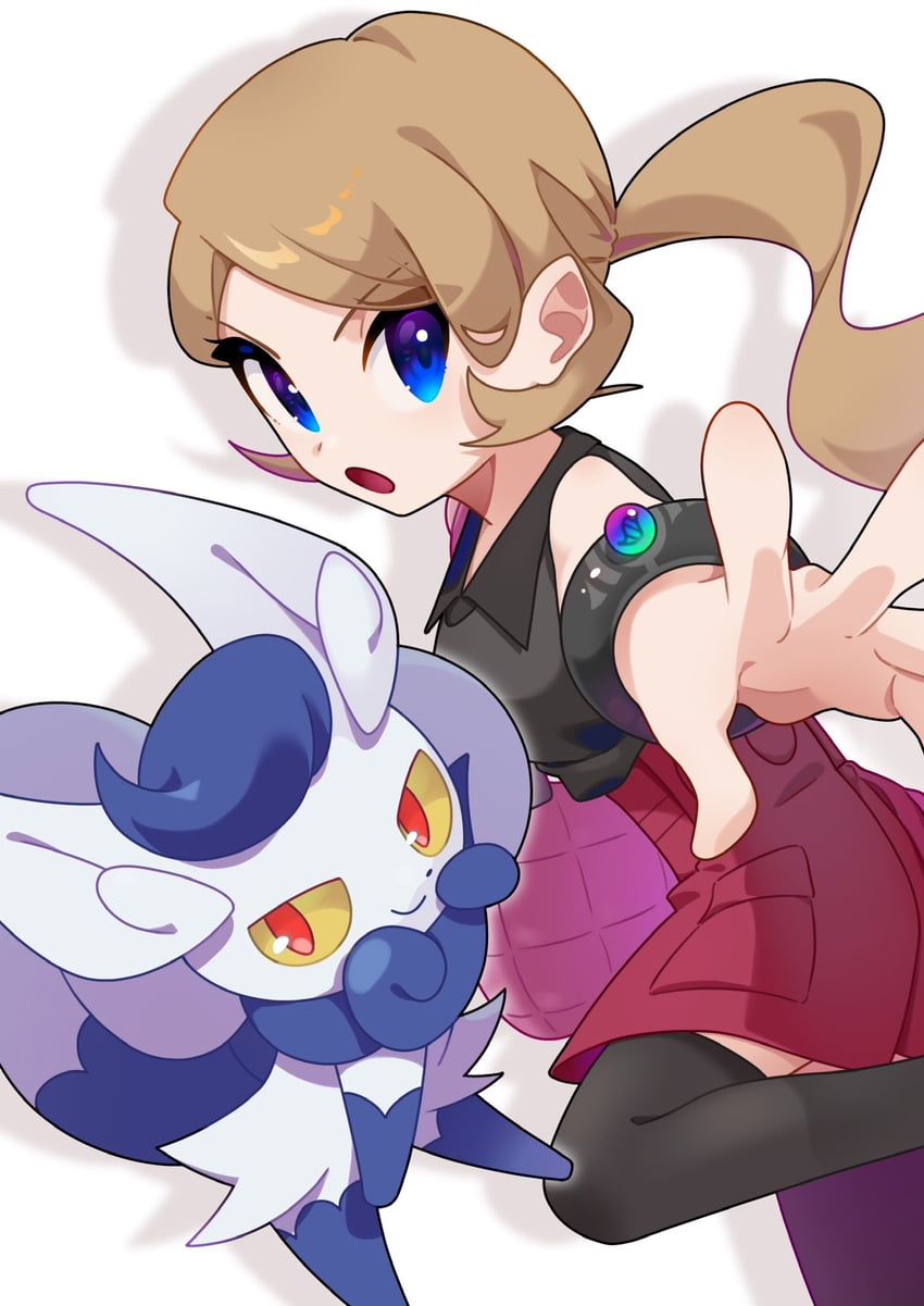 serena and meowstic (pokemon and 1 more) drawn by omochi_(omotimotittona3)