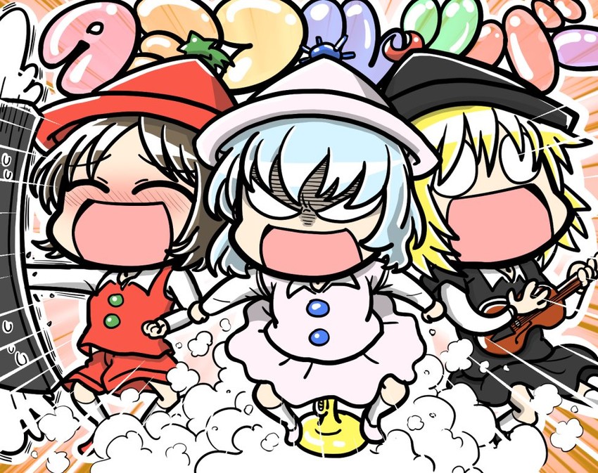 lunasa prismriver, merlin prismriver, and lyrica prismriver (touhou) drawn by tsunamayo