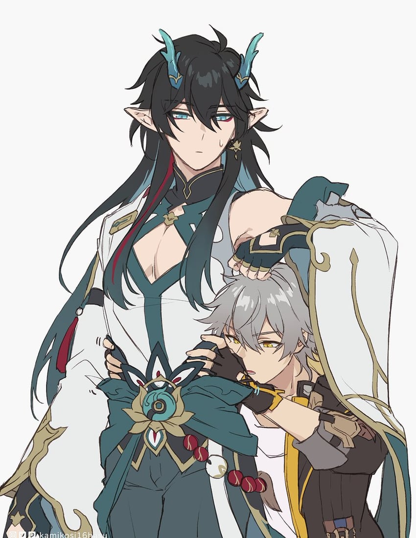 trailblazer, caelus, and dan heng (honkai and 1 more) drawn by hsiang_ning