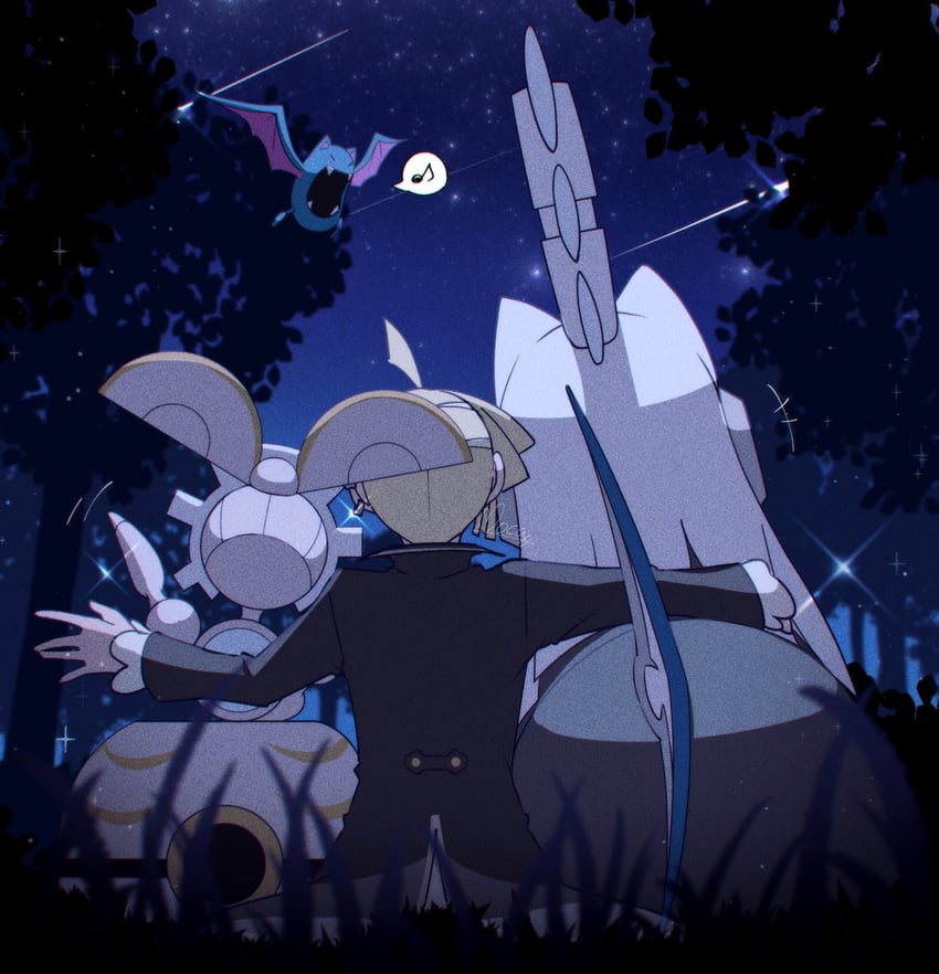 gladion, golbat, silvally, and magearna (pokemon and 1 more) drawn by mocacoffee_1001