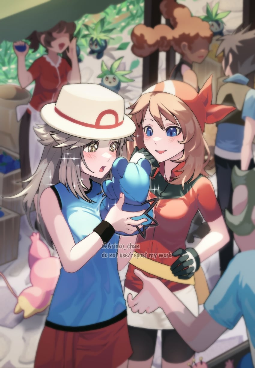 may, leaf, skitty, and azurill (pokemon and 2 more) drawn by ariekochan