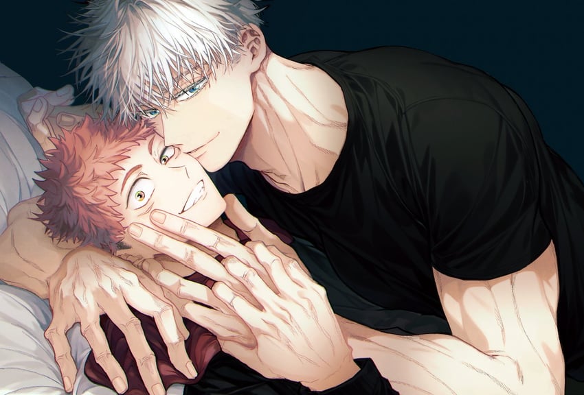 gojou satoru and itadori yuuji (jujutsu kaisen) drawn by nay_bb