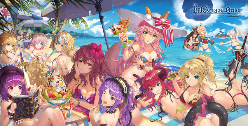 artoria pendragon, mash kyrielight, tamamo, scathach, jeanne d'arc, and 11 more (fate and 5 more) drawn by hongse_beiyu