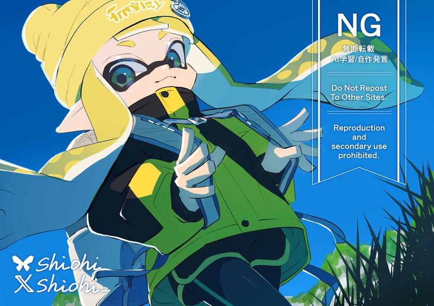 inkling player character and inkling girl (splatoon) drawn by shiohi