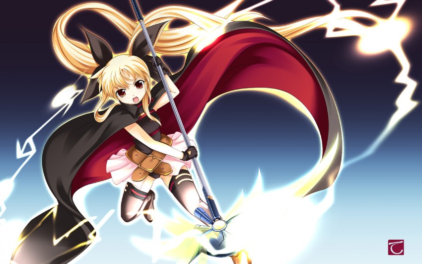 fate testarossa and bardiche (lyrical nanoha and 2 more) drawn by tebukuro