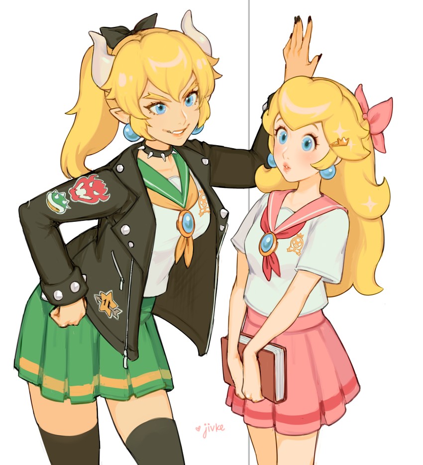 princess peach and bowsette (mario and 1 more) drawn by jivke