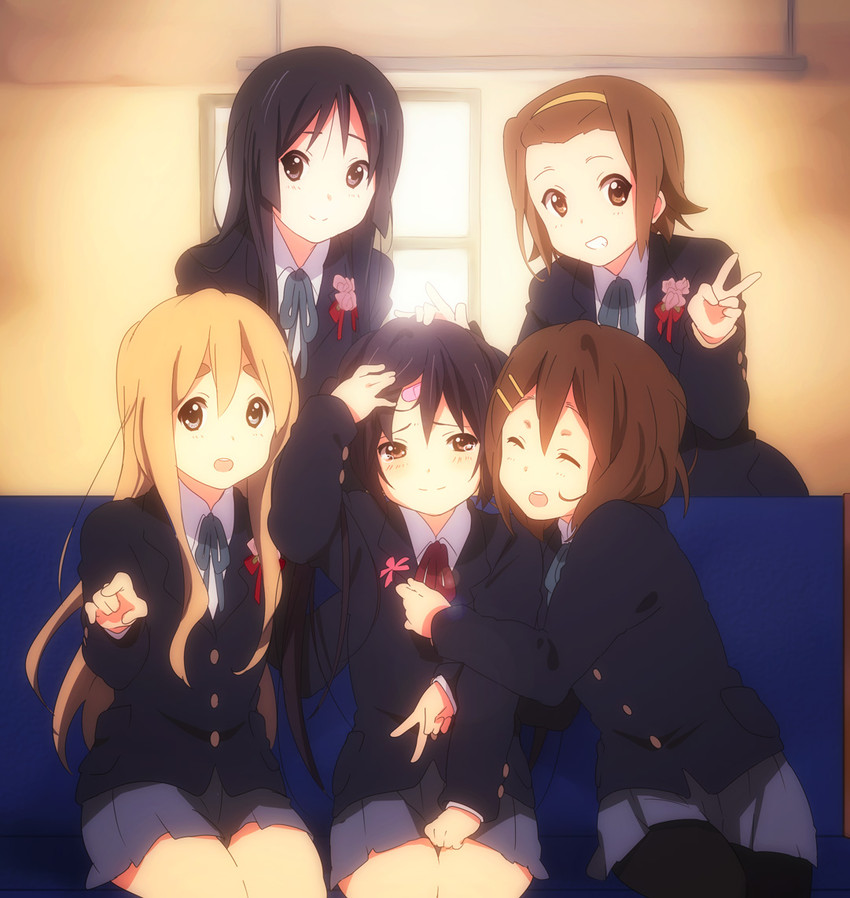 akiyama mio, nakano azusa, hirasawa yui, tainaka ritsu, and kotobuki tsumugi (k-on!) drawn by ousaka_nozomi