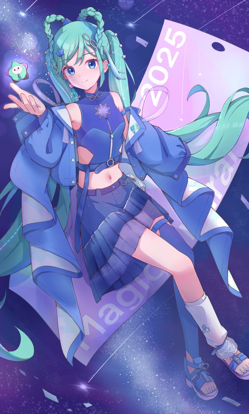 hatsune miku and magical mirai miku (vocaloid and 1 more) drawn by soyose