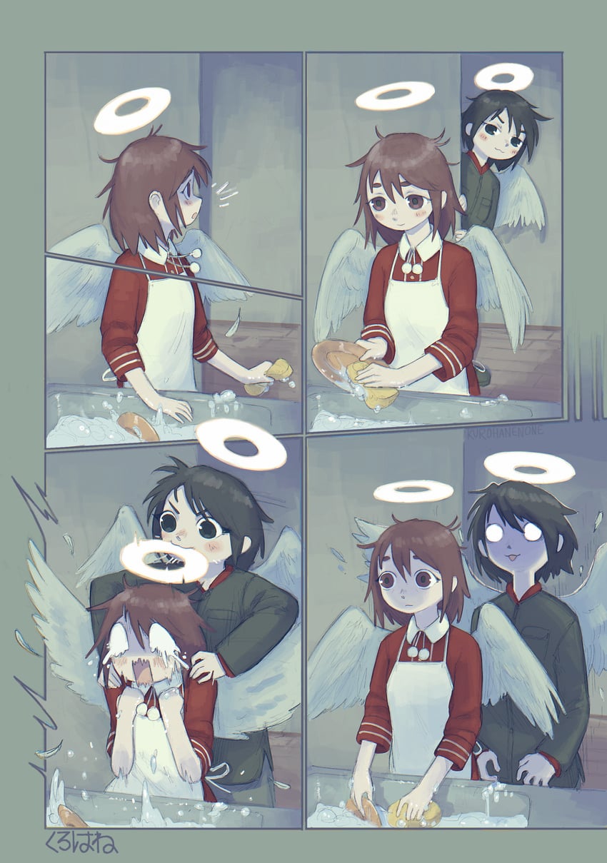 rakka and kana (haibane renmei) drawn by kurohanenone
