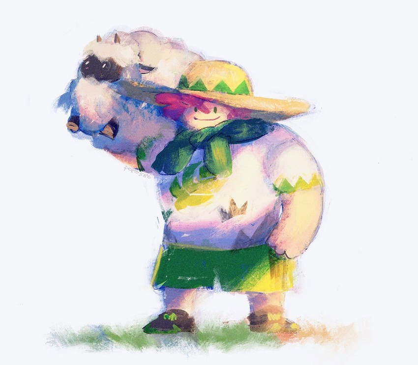 wooloo and milo (pokemon and 1 more) drawn by poroi_(poro586)