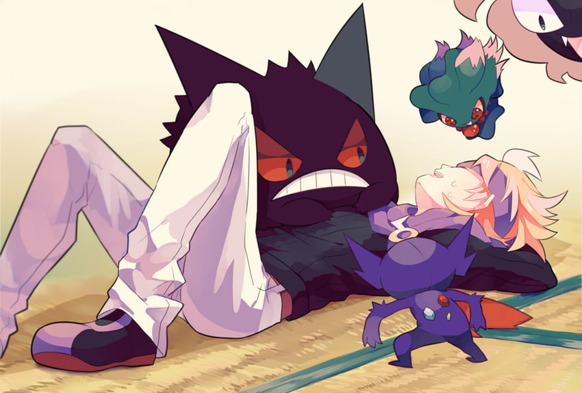 gengar, gastly, misdreavus, morty, and sableye (pokemon and 1 more) drawn by nagatsukiariake