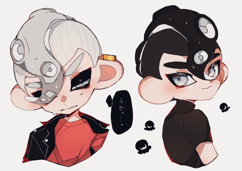 octoling player character and octoling boy (splatoon and 1 more) drawn by splash_kuro3