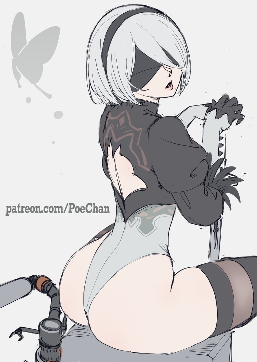 2b (nier and 1 more) drawn by poechan_chan