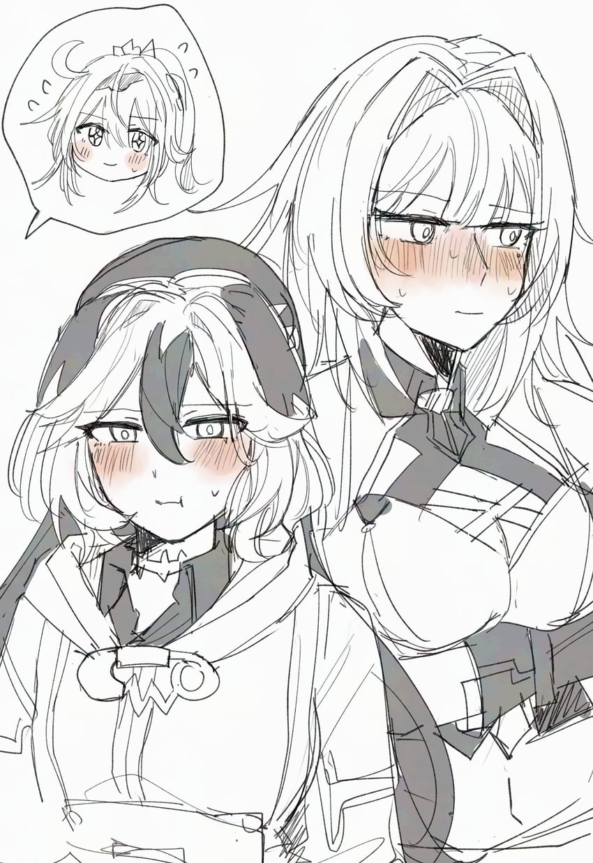 kiana kaslana, coralie 6626 planck, and erdos helia (honkai and 1 more) drawn by ponunu
