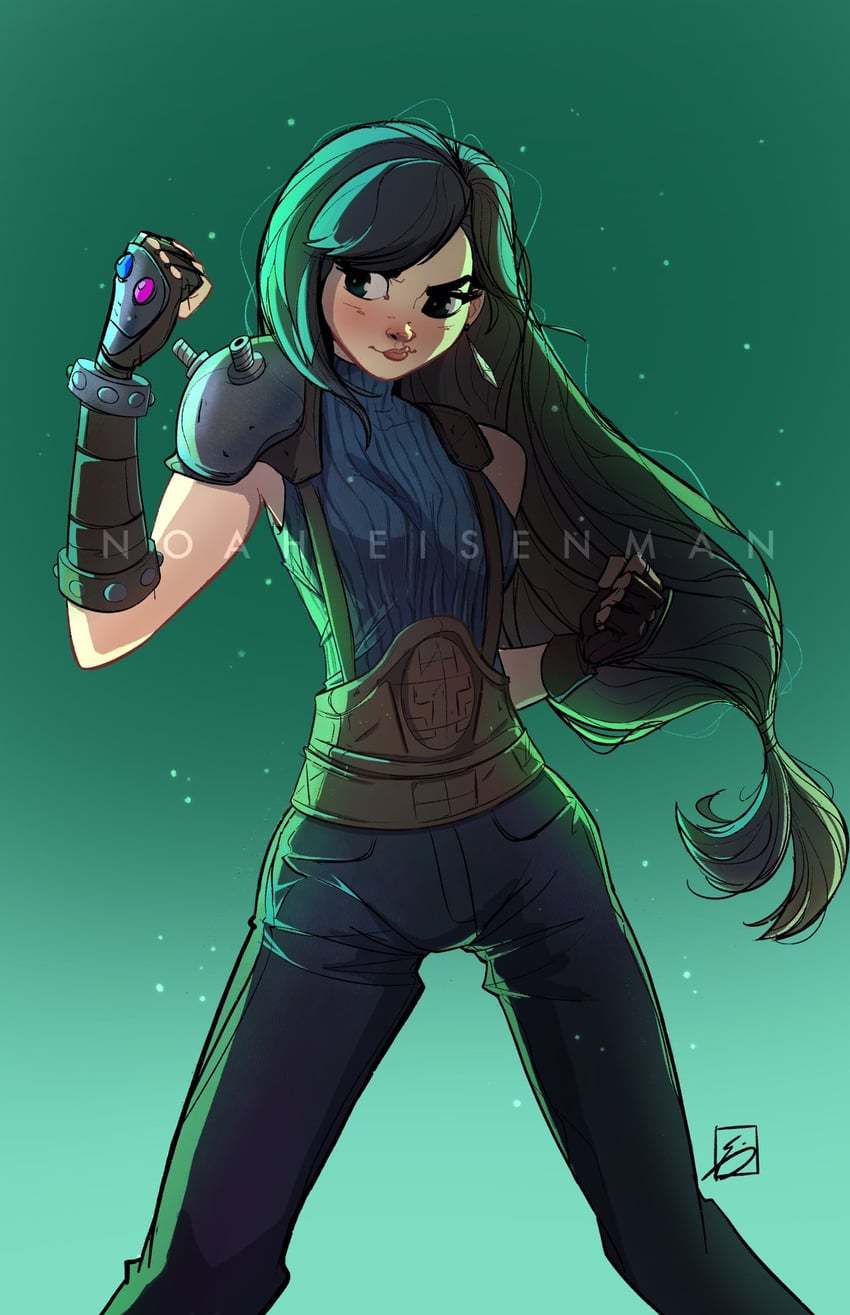 tifa lockhart and cloud strife (final fantasy and 2 more) drawn by noah_eisenman
