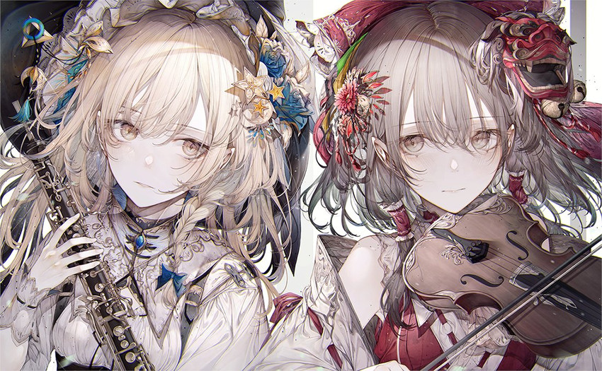 hakurei reimu and kirisame marisa (touhou) drawn by hito_komoru
