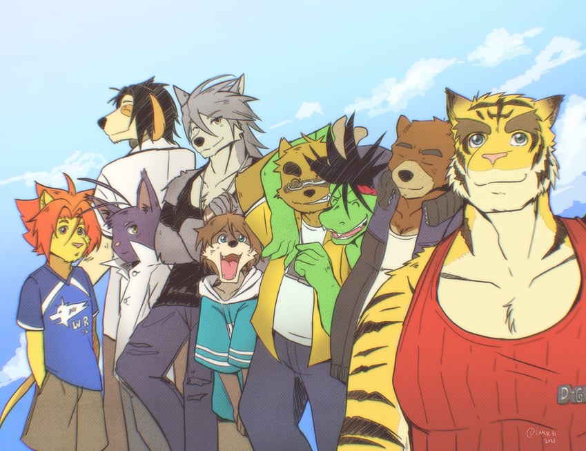 kouya aotsuki, torahiko oshima, juuichi mikazuki, shun kodori, tatsuki midoriya, and 4 more (morenatsu) drawn by chalse31