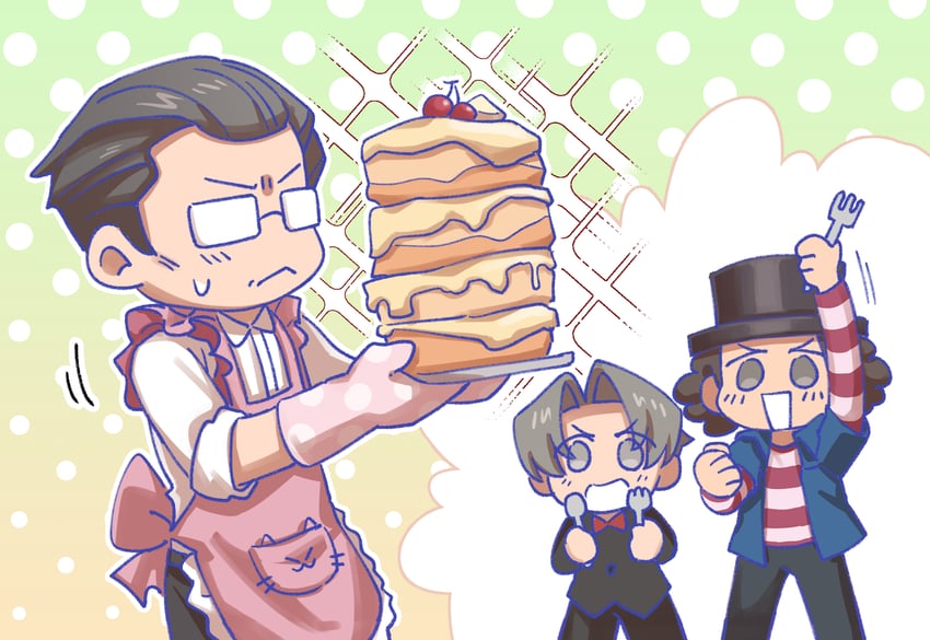 miles edgeworth, eddie fender, and gregory edgeworth (ace attorney and 2 more) drawn by youki_lee