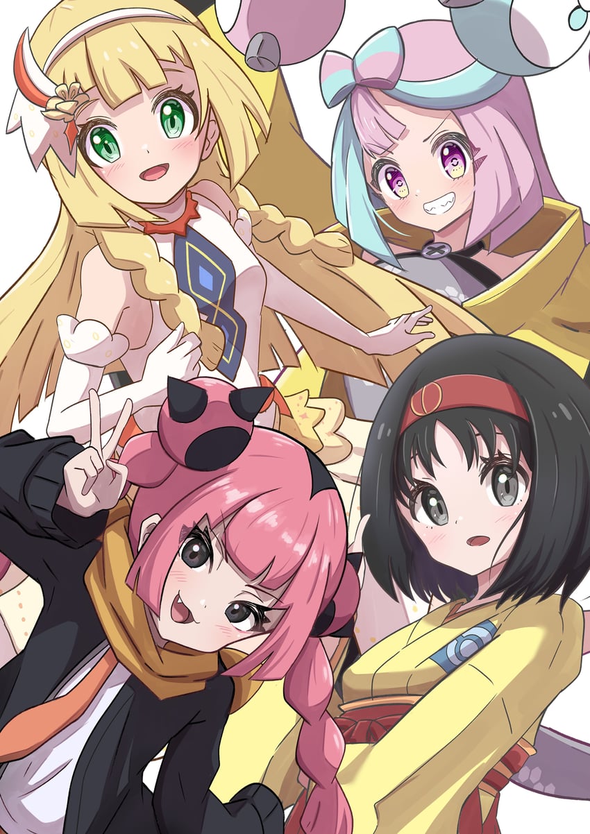 iono, magnemite, erika, coral, and lillie (pokemon and 4 more) drawn by rono_(lethys)