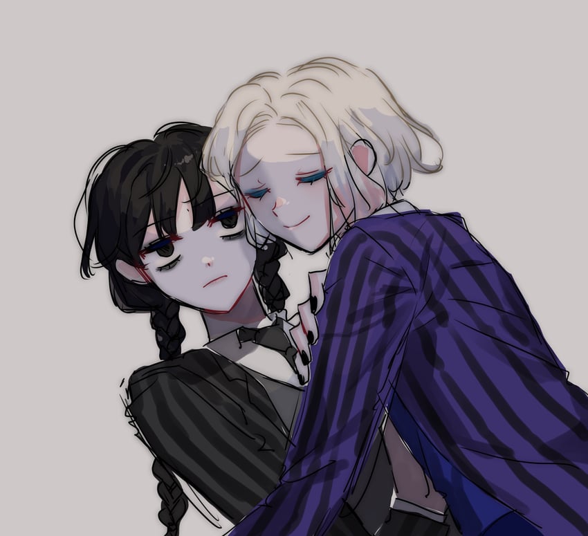 wednesday addams and enid sinclair (addams family and 1 more) drawn by san30m