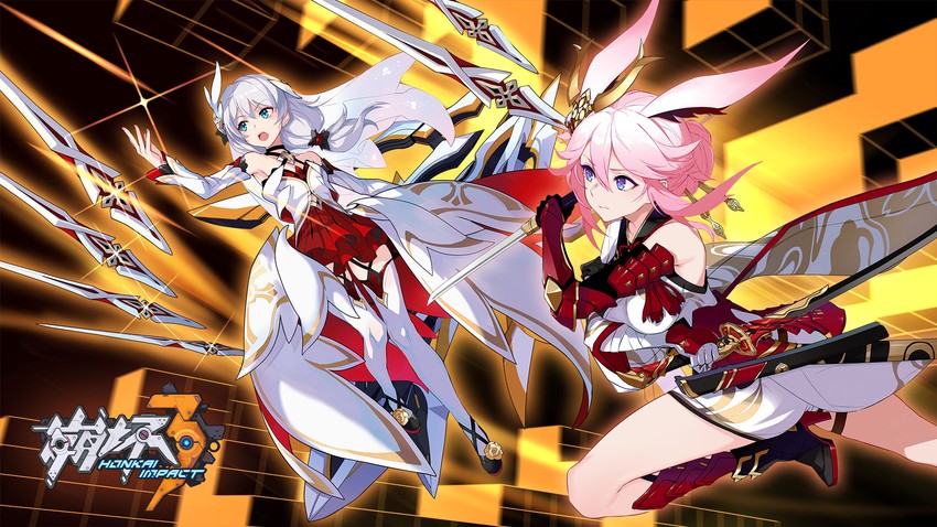 theresa apocalypse and yae sakura (honkai and 1 more)
